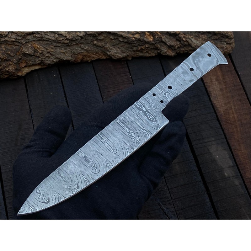 Jayger Handmade Kitchen Knife Blade | Damascus Steel | Heat