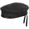 German Army Commando Beret Wool Felt with Leather Strap Black