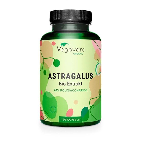 Vegavero® Organic Astragalus | Premium Quality: 20% Polysaccharides (150 mg) | No Additives | Astragalus Membranaceus Extract (15:1) | 120 Capsules | Vegan