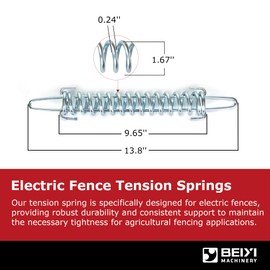 BEIYI 6 Pcs Tension Spring, High Tensile Electric Fence Spring Maintaining Tension, Heavy-Duty Electro-Galvanized for Agricultural Fencing, Silver
