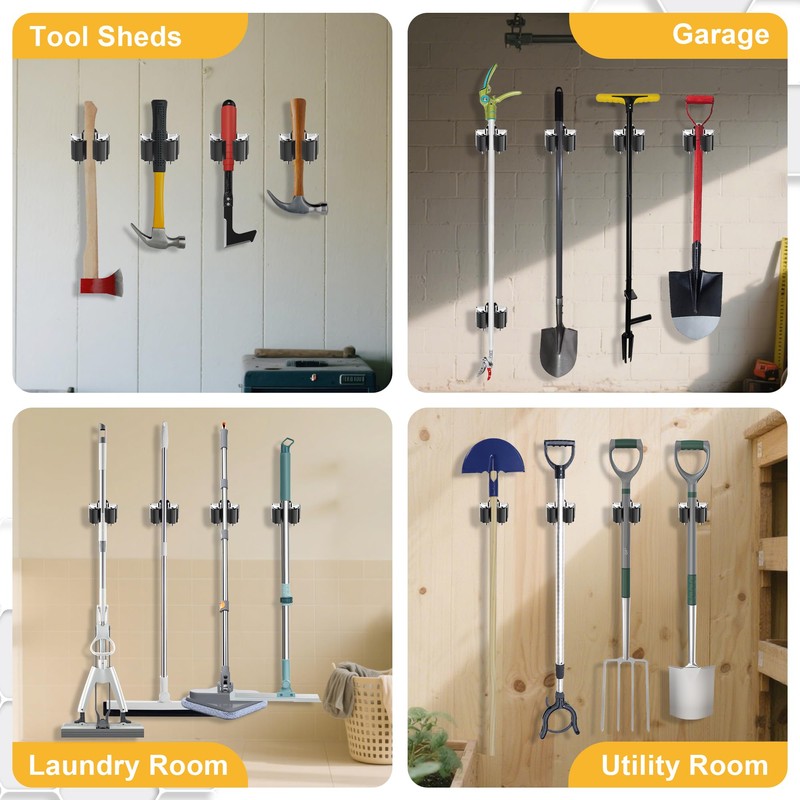 GARLWOLEX Broom Holder Wall Mount – 12 Pack Broom Rack