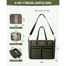 LOVEVOOK Travel Weekender Bags for Women, 4-in-1 Duffle Bag with Shoes Bag, Carry On Overnight Bag with Toiletry Bag & Wet Pocket, Large Travel Tote Bag Hospital Bag for Women Labor Delivery