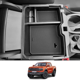 CDEFG Compatible with Ford Ranger T9 2023 2024 2025 Raptor Wildtrak XLT Centre Console Organiser Storage Box Glove Box Centre Armrest Ranger 2023 Accessories (Manual Hand Brake)