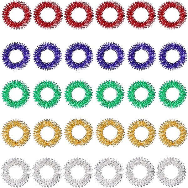 30 Pieces Spiky Sensory Finger Rings, Spiky Finger Ring/Acupressure Ring