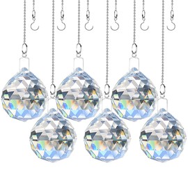 Transparent K9 Material Crystal Prismatic Sphere, Rainbow Manufacturer, Sun Catcher with Chain Hang on Window Decorate Room (6, 40mm)