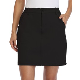 Willit - Faldas informales de golf para mujer, UPF 50+, bolsillos con cierre de secado rápido, bolsillos al aire última intervensión, senderismo, color negro, talla XL