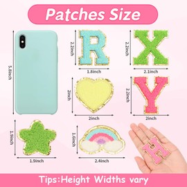 Tetutor Chenille Letter Patches Sticker, 106 PCS Self Adhesive Chenille Patches for Clothing, Varsity Letters Iron on Letters Patches for Hats Backpacks Bags