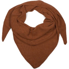 styleBREAKER 01020042 Women's XXL Knitted Triangle Scarf with Rice Grain Knitting Pattern in Plain Colours, Scarf, Lightweight Scarf, Cognac