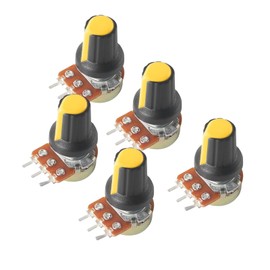 MXITA 5Set WH148 Linear Rotary Taper Potentiometer 3Pin 1K-1M Ohm Variable Resistors 15mm Shaft with Color AG2 Knobs,Nuts and Washers (Color : Blue, Size : 10K)