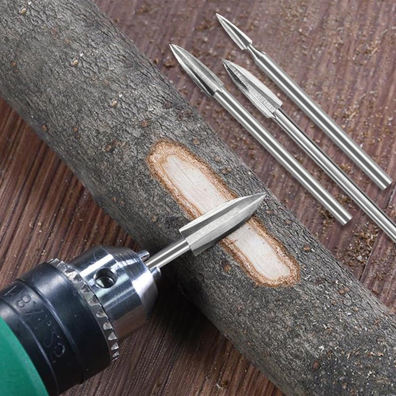 AIMALL 5Pcs Wood Carving Engraving Drill Bits Set for Dremel