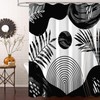 Black Boho Mid Century Shower Curtain, Abstract Black and Grey