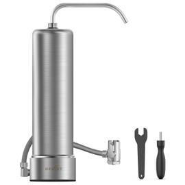 OEMIRY Countertop Water Filter, Stainless Steel 8000 Gallons Faucet Water Filtration System, Reduces 99.99% Chlorine, Lead, Heavy Metals, Bad Odor, OM-CF01 Included 1 Filter