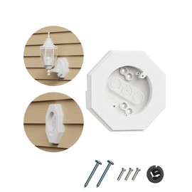 Siding Mounting Block, 8141 White Outdoor Light Mounting Kit with Built-in Electrical Box, Vinyl Siding Block for 1/2 inch Double, 1 Pack