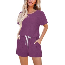 onlypuff Women's Summer Short Sleeve Loose Crew Neck Top Casual Two Piece Outfits with Pockets Sweatsuits