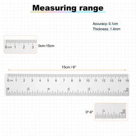 HARFINGTON 2pcs Clear Plastic Ruler 15cm (0.59 Inch) Metric Inch Straight End Ruler with Black Scale Mark for Classroom Home Office