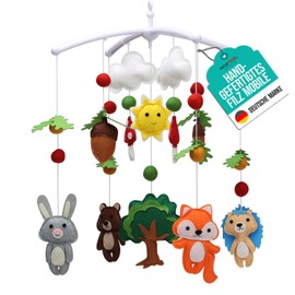 wortek Mobile Baby Mobile Baby Bed Mobile Changing Table - with Felt Forest Animals - Baby Mobile for Bed Baby Wind Chime for Hanging - Baby Mobile Bed Bell Baby Room Decoration Boys and Girls