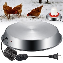 Large Chicken Water Heater Base, 15" Metal Heated Chicken Waterer 5 Gallon, Freeze Proof Chickens Coop Winter Deicer Heated Base, Poultry Drinker Heater Base for Outdoor Coops & Cold Winter