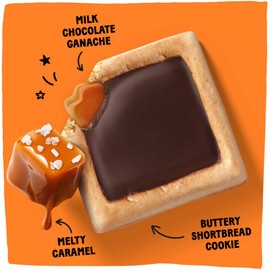 Michel et Augustin Cookies, Individually Wrapped Snacks Gift Box, Milk Chocolate & Caramel Shortbread Cookie Bars, 18-Pack, 4 French Butter Cookies per Bar
