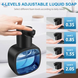 Gotofine Automatic Liquid Soap Dispenser with 500ml /17oz Capacity, Touchless Soap Dispenser with 4 Level Adjustable, Rechargeable, Wall-Mounted, Waterproof for Kitchen, Bathroom, Hotel, Restaurant