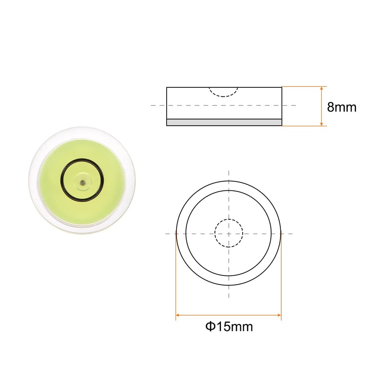 sourcing map 4pcs Round Bubble Level 15x8mm Mini Circular Bullseye