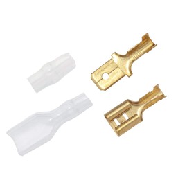[Set of 10] Flat Terminal Set, Type 250 (0.5 - 1.25 sq) 0.25 inches (6.3 mm), Male/Female with Insulated Sleeve