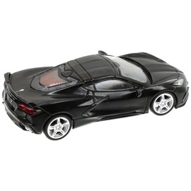 Mini GT MGT00153-R Corvette Stingray 2020 Black with Midnight Grey Stripes RHD 1:64 Scale Diecast Collectible Model