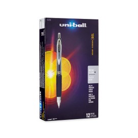 uni-ball 207 Retractable Gel Pens, Micro Point (0.5mm), Black, 12 Count