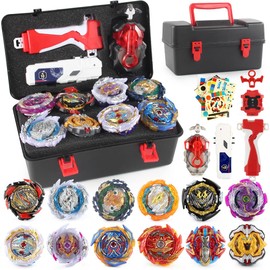 Battling Top Set, Burst Gyro Toys 12 Spinning Tops 2 Launchers Combat Battling Game with Portable Storage Box Gift for Kids Children Boys 649