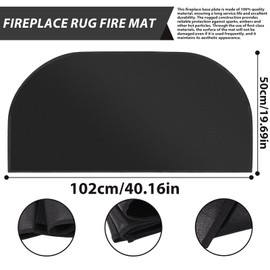 PRITOK Fireplace Floor Plate, Fireproof Underlay, Fire Protection Mat: 102 x 50 cm, Spark Protection Plate for Fireplace, Heat Protection Mat, Floor Protection Mat, Semicircular Stove Mat for