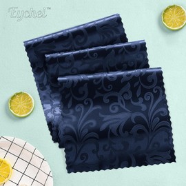 Eychei 2 Pack Navy Blue Satin Table Runner 12 x 108 Inch Long, Bright Smooth Damask Table Runner, Silky Jacquard Dinner Table Runner Decorations for Weddings, Banquet, Birthday Parties, Graduations