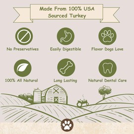 Top Dog Chews Turkey Tendon Dog Treat – All-Natural USA Sourced, Human Grade Dog Chew, Hypoallergenic, Rawhide Alternative, Chewy High Protein Chews for Dogs (16 OZ)