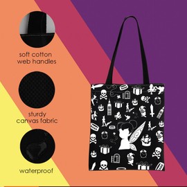 Peter Fairytales Inspired Gift Tinkerbell Fans Gift Tinkerbell Makeup Zipper Pouch for Women (PPT Black Tote)