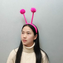 CHEU - Diadema para antena como abeja, caracol, hormiga, accesorios de insectos con pompón de felpa flexible (rosa)