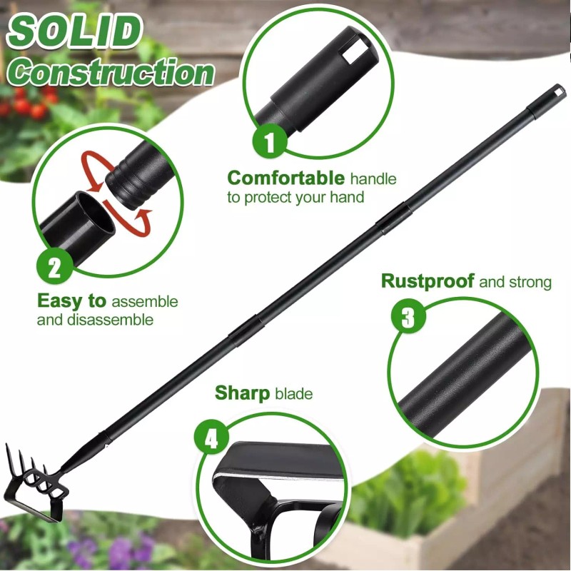 Nicecho Garden Cultivator Weed Stirrup Hula Hoe Rake with 37"~62"