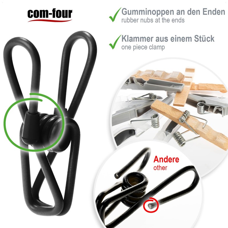 com-four® 2 x Travel Washing Line, 180-350 cm per Line,