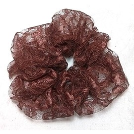 Mocha Brown Lace Hair Scrunchies-Large - Made in the USA