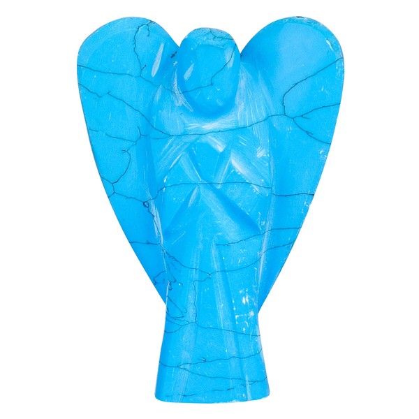 FASHIONZAADI Turquoise Stone - Crystal Angel - Good Luck Gift - Hand Carved Pocket Angel - Guardian Angel - Good Luck Decor - Spiritual Gifts for Women - Gemstone Angel