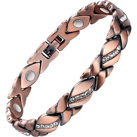 Men's Copper 3X Super Strong with 3500 Gauss Neodymium Magnet Adjustable Bracelet:_X Diamond-Encrusted Version