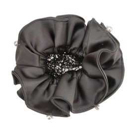 Bun Cover Chignon with Net Satin Pearl Young Look Elegant Gray