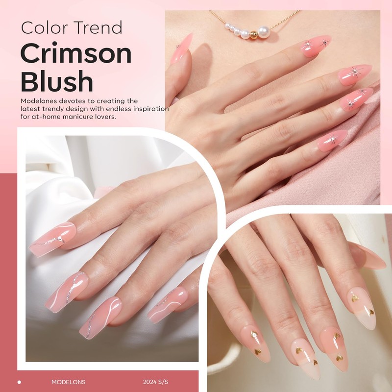 Modelones 8-in-ONE Builder Naill Gel, 6 Colors Pink Clear Builder