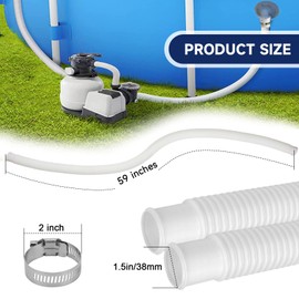 1.5 Inches Pool Hoses for Above Ground Pools, 3 Pack 1-1/2" Diameter Pool Pump Replacement Hose 59" Long Filter Pump Hose Compatible with 1.5" Pool Hose Pump (3)