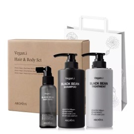 Aronix [아로닉스] 비건아이 블랙빈 탈모완화 헤어세트 (샴푸+트리트먼트+헤어토닉)/ 5세트구매시+1세트 Aronix Vegan Eye Black Bean Hair Loss Alleviation Set (Shampoo + Treatment + Hair Tonic) / Buy 5 Sets + 1 Set Free