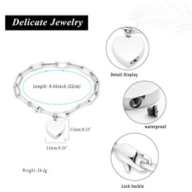 VCCWYQK Cremation Bracelet for Ashes for Women, Stainless Steel Heart Memorial Urn Bracelet Bangle Cremation Keepsake Jewelry for Ashes (B-Silver)