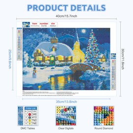 RICUVED Christmas Diamond Painting Kits for Adults Beginner,5D Diamond Painting Christmas Tree DIY Full Drill Diamond Painting Kits Winter Diamond Art Kits for Home Wall Decor Gifts (30X40cm)
