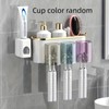 Wall Mounted Toothbrush Holder with Toothpaste Squeezer – Multifunctional Bathroom