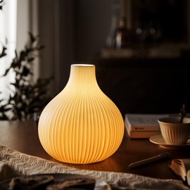 RONDURE 8.7" Bedside Table Lamp, Ceramic Lamp for Bedroom Nightstand, White Lamp for Living Room, Modern Minimalist Design Lamps (E12, Not Included Bulb)