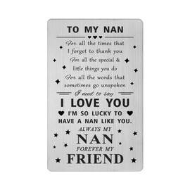 FALOGI Nan Gifts from Grandchildren, I Love You Nan, Thank You Nan Card from Granddaughter Grandson