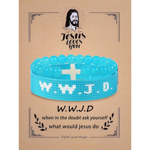WRSZYES WWJD Faith Bracelet Gift For Women Men Christian Cross