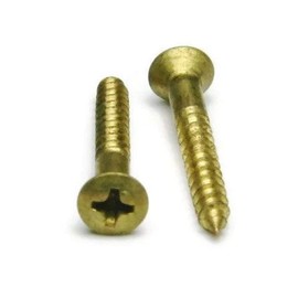 #8-15 Wood Screws - Phillips Oval Head Wood Screws - Brass #8-15 x 1 Qty 25
