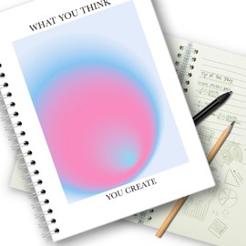 XKZGSZB Generic You create what you think，Pink Aura Energy Gradient Notebook，Inspirational Notebooks, Funny Spiral Notebooks，Journaling Notebooks for Women Teen Girls Friend,for School Home Office
